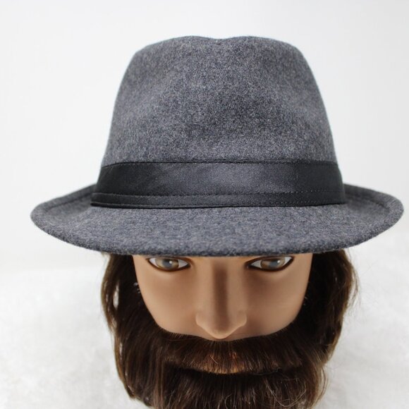 Henschel Hat Fedora Mens Large Gray Viscose/Wool Blend w/ Black Ribbon Band Cap - Picture 2 of 10